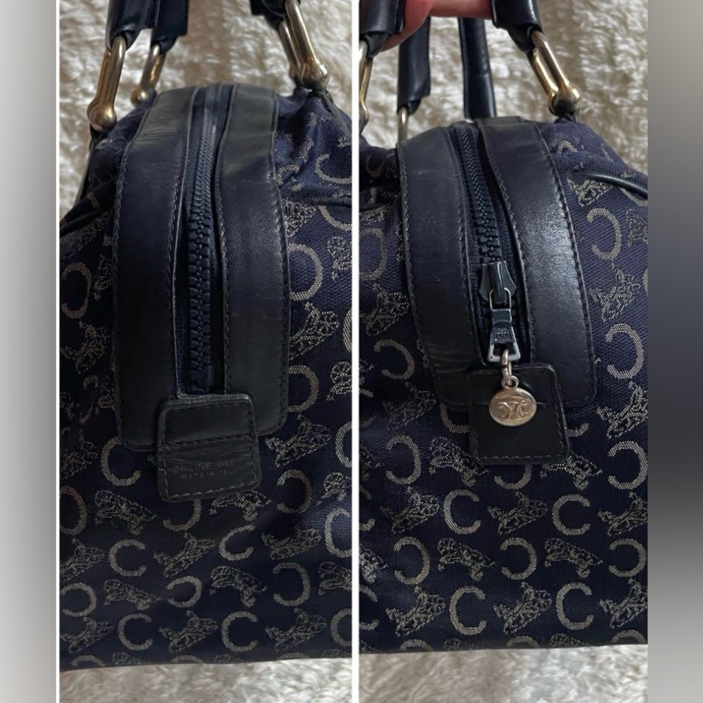 Celine Navy Monogram Travel Satchel - Picture 8 of 8